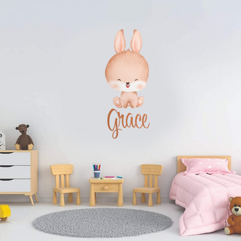 Personalised Vinyl Baby Bunny Wall Decal Sticker