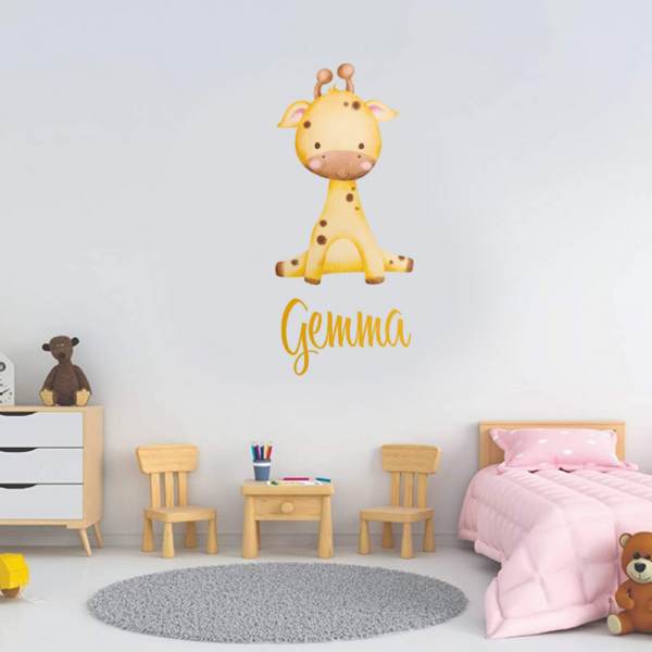 Personalised Vinyl Baby giraffe Wall Decal Sticker