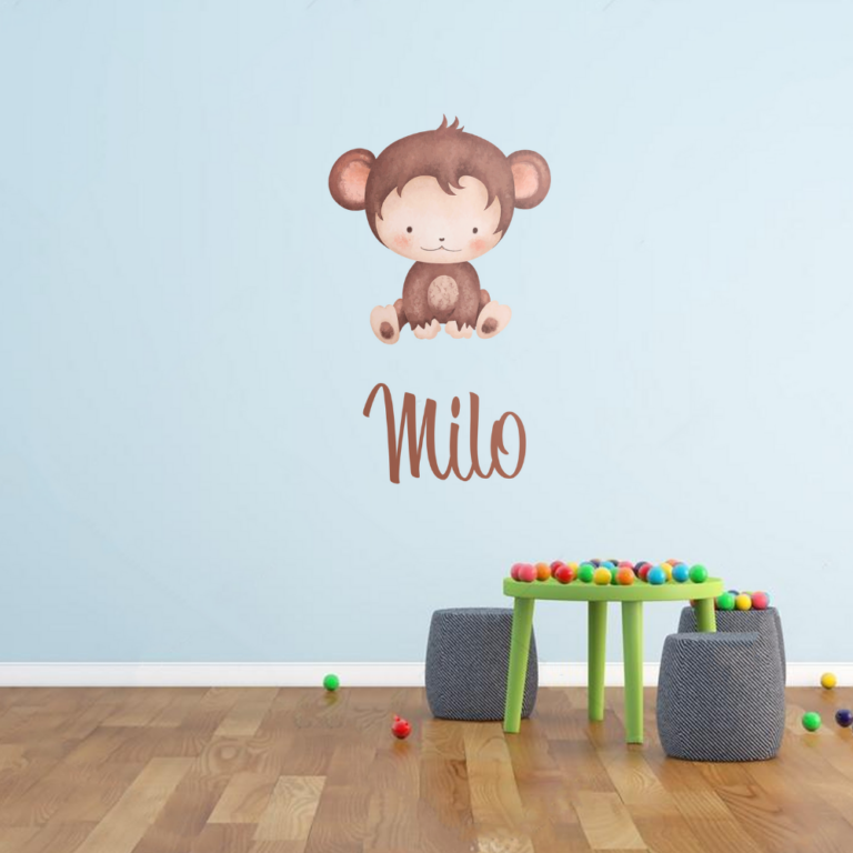 Personalised Vinyl Baby monkey Wall Decal Sticker