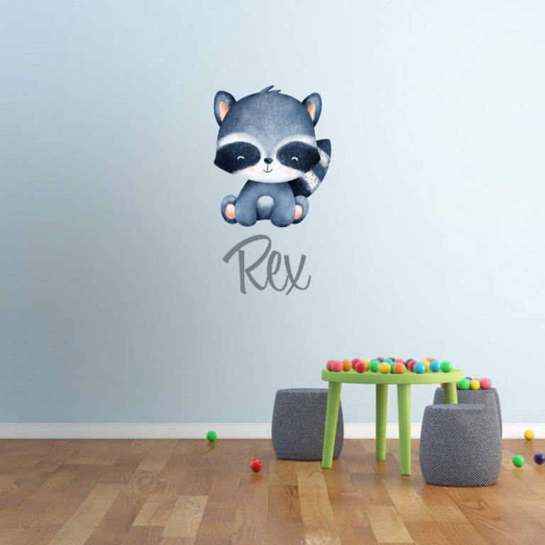 Personalised Vinyl Baby racoon Wall Decal Sticker