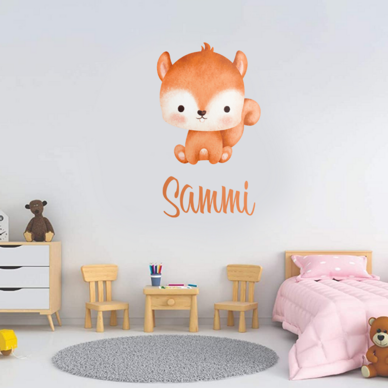 Personalised Vinyl Baby squirrel Wall Decal Sticker
