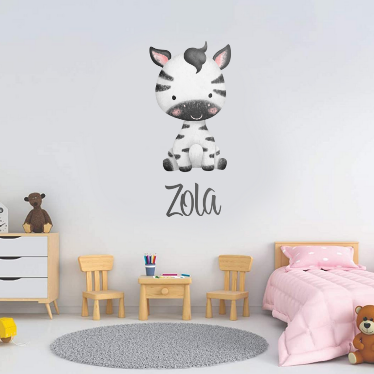 Personalised Vinyl Baby Zebra Wall Decal Sticker