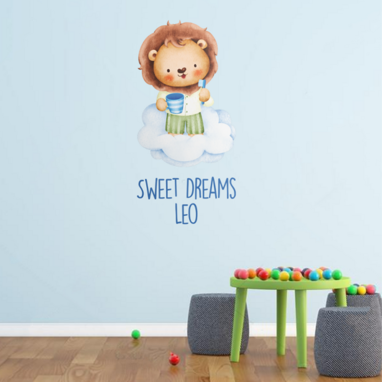 Personalised Vinyl Baby lion Wall Decal Sticker