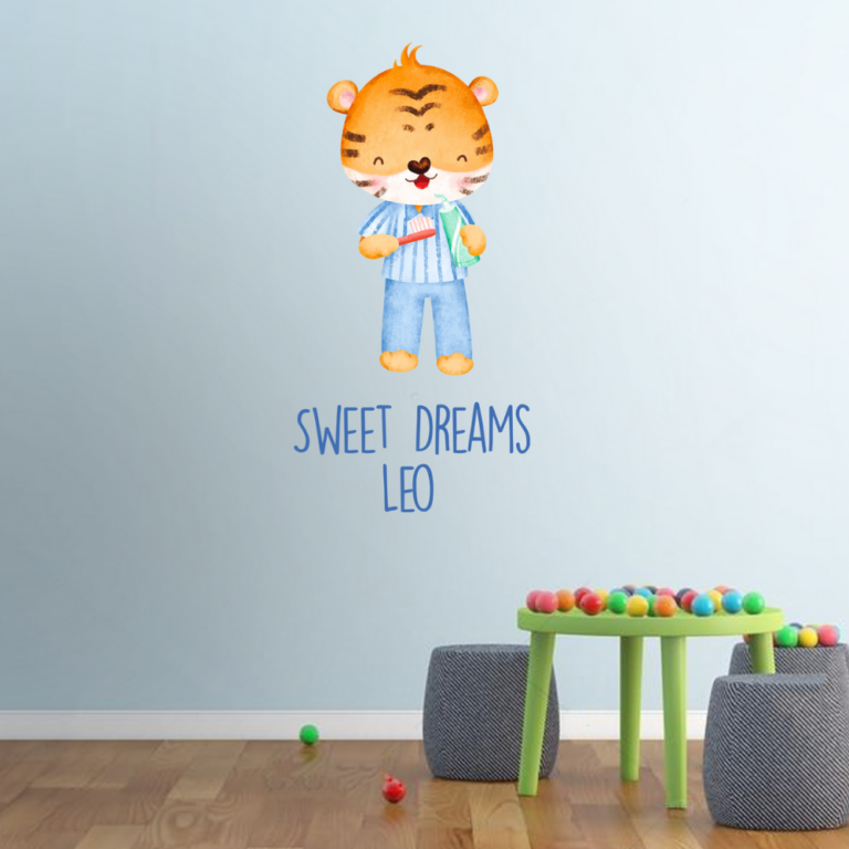 Personalised Vinyl Baby tiger Wall Decal Sticker