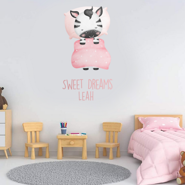 Personalised Vinyl Baby zebra Wall Decal Sticker