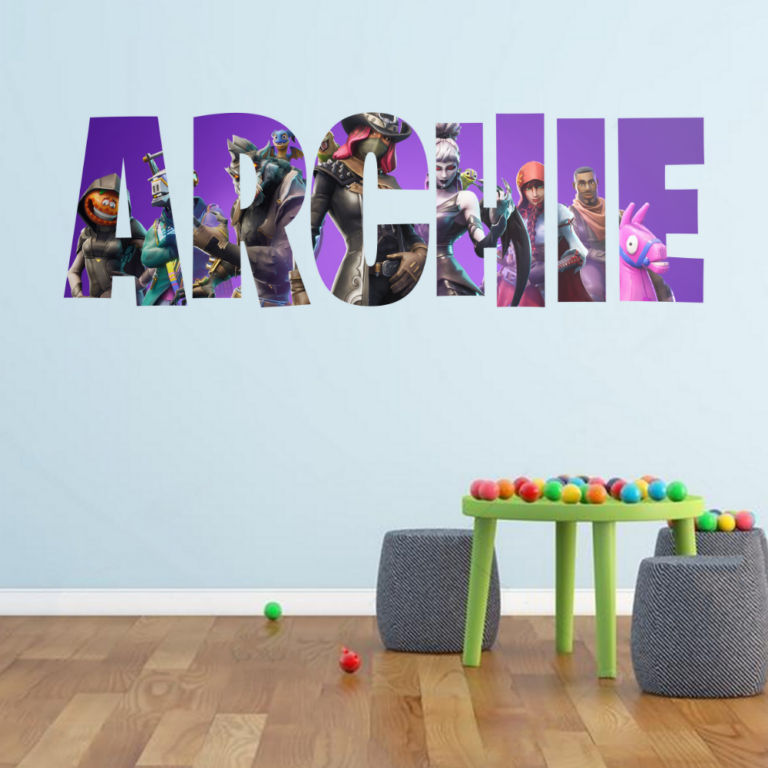 Personalised Purple Fortnite Vinyl Wall Decal Sticker