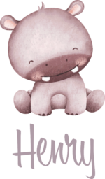 Personalised Vinyl Baby Hippo Wall Decal Sticker
