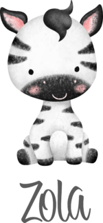 Personalised Vinyl Baby Zebra Wall Decal Sticker