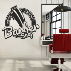 Barber Shop Clippers Shaves Haircuts Business Salon Wall Decal