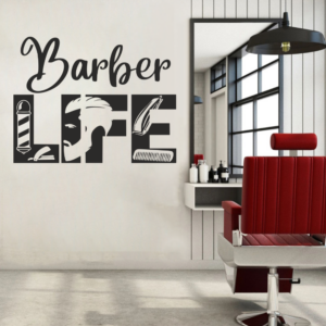 Barber Shop Clippers Shaves Haircuts Business Salon Wall Decal