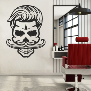 Barber Shop Skull Business Salon Wall Decal