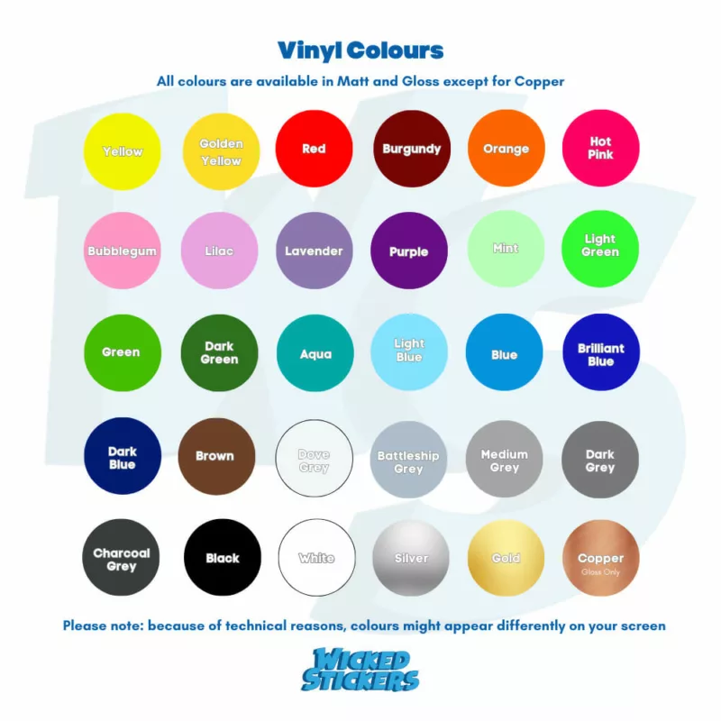 Vinyl Decal Colour Chart