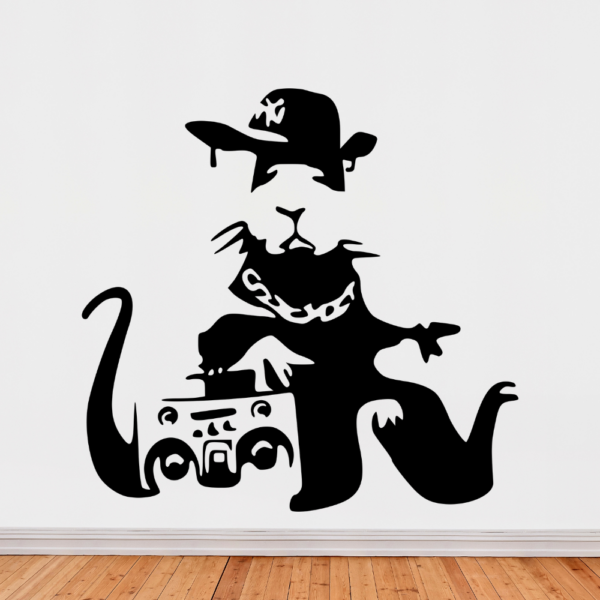 Home Wall Decals Banksy Rat Rapper Boombox