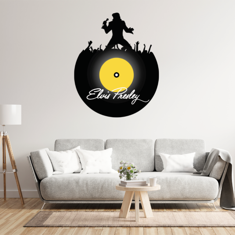 Elvis Silhouette Record Decal Wall Sticker