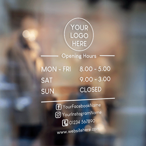 Business Hours Decal Wall Sticker (D2)