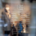 Business Hours With QR Code Window Sticker Wall Decal