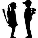 Home Wall Decals Banksy girl boy flower bat