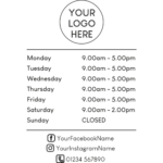 Business Hours Wall Decal (D1) Window Sticker Wall Decal