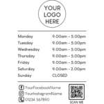 Business Hours With QR Code Window Sticker Wall Decal