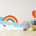 Kids nursery wall rainbow decal clouds baloon
