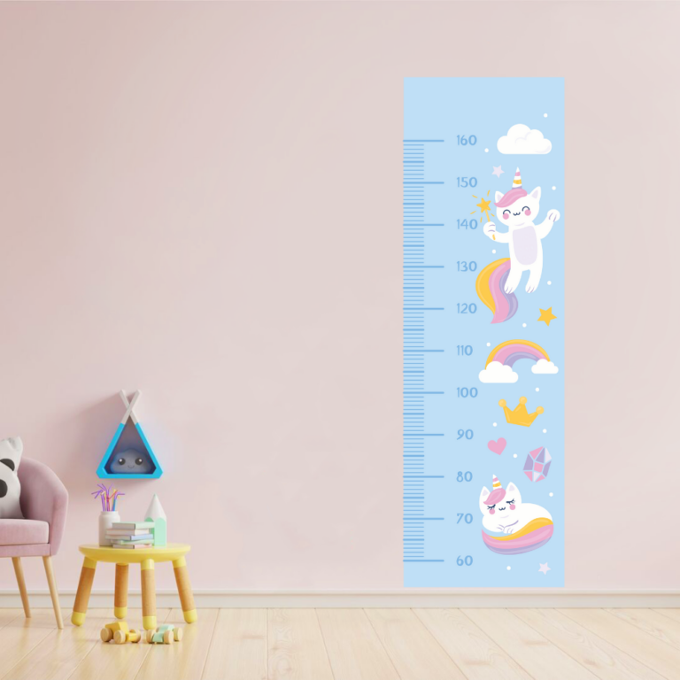 Unicorn Height Chart Nursery Kids Wall Art Vinyl Decal