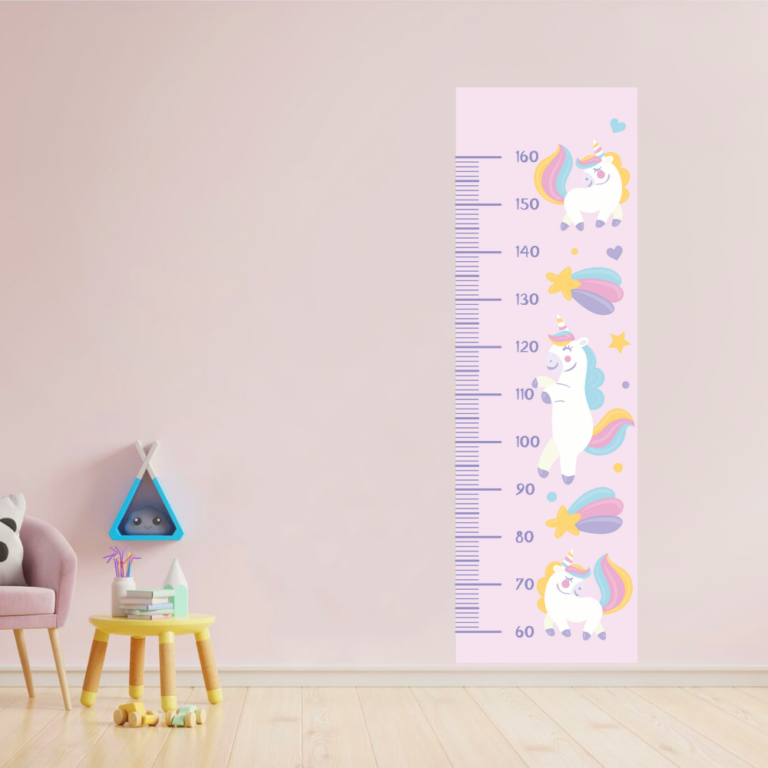 Unicorn Height Chart Nursery Kids Wall Art Vinyl Decal