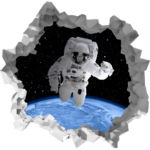 Astronaut Wall Break Decal Wall Sticker