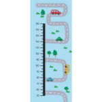 Cars on Road Height Chart Nursery Kids Wall Art Vinyl Decal