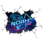 Neon Gamer Name Wall Break (Boy) Decal Wall Sticker