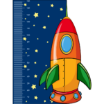 Space Rocket Height Chart Nursery Kids Wall Art Vinyl Decal
