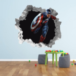 Captain America 3D Wall Break Decal Wall Sticker