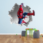 Spiderman 3D Wall Break Wall Decal Kids Room