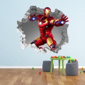 Iron Man 3D Wall Break Decal Wall Sticker