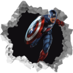 Captain America 3D Wall Break Decal Wall Sticker