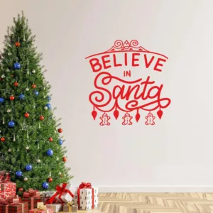 Believe in Santa Vinyl Decal Sticker - Red