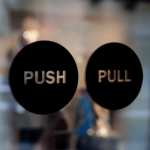 Push Pull Circle Window Sticker Wall Vinyl Decal Shop Retail