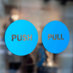 Push Pull Circle Window Sticker Wall Vinyl Decal Shop Retail