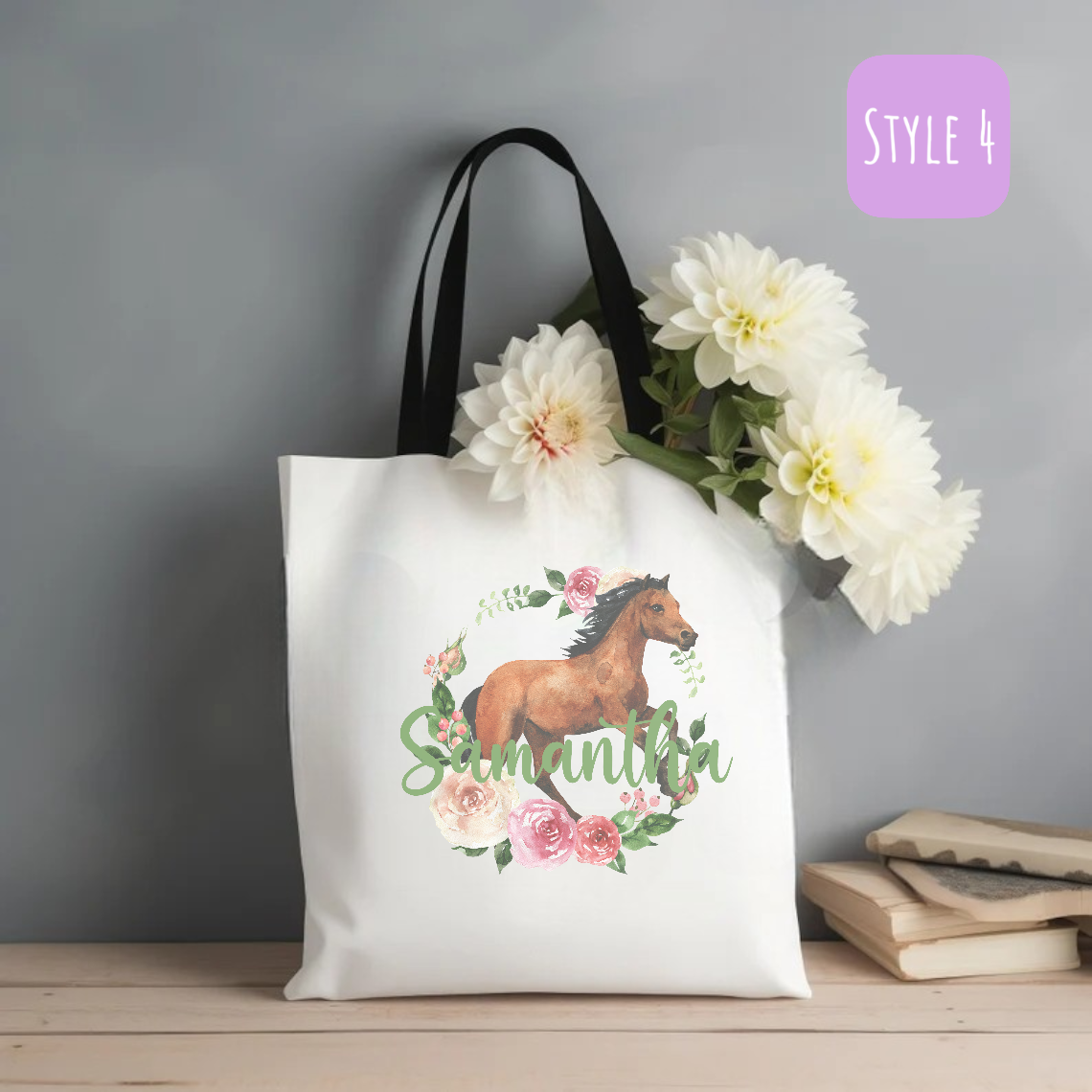 Personalized Horse Tote Bag with Name-Photoroom
