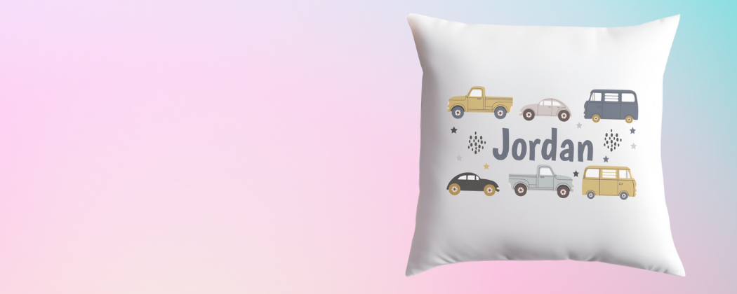 Personalised Cushion Name Toy Cars
